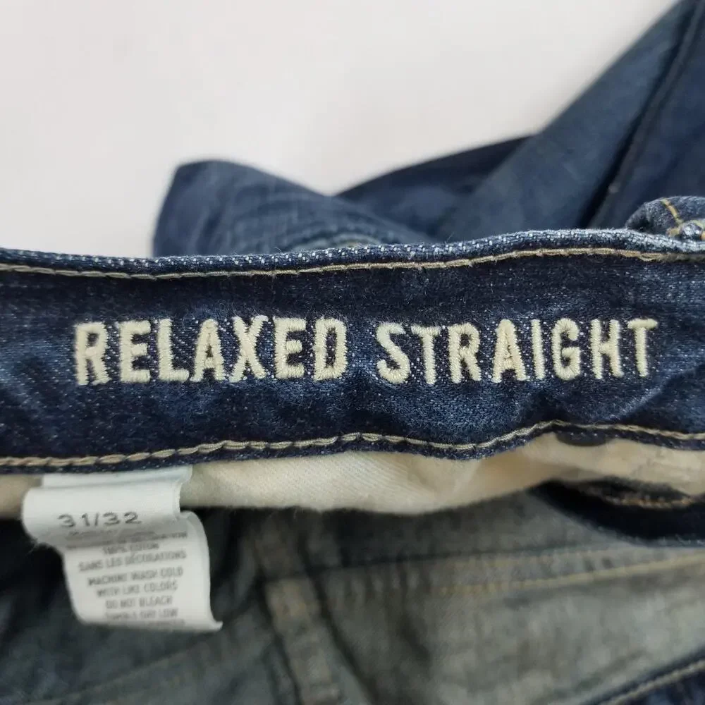 American Eagle Outfitters Jeans Mens 31x32 Blue Relaxed Straight Cotton Denim